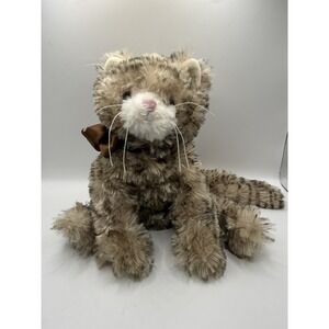Bukowski Bears Tabby Cat Plush Soft Toy Brown Bow Stuffed Animal Beanie